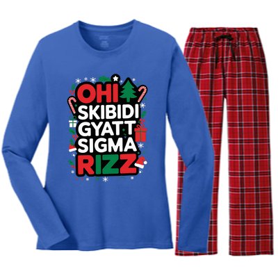 Ohio S.K.I.B.I.D.I Gyatt Sigma Rizz Gen Alpha Xmas Christmas Party Women's Long Sleeve Flannel Pajama Set 