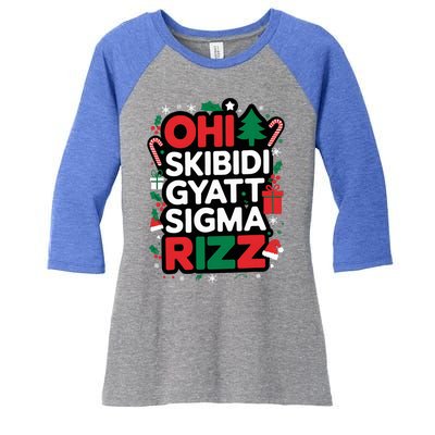 Ohio S.K.I.B.I.D.I Gyatt Sigma Rizz Gen Alpha Xmas Christmas Party Women's Tri-Blend 3/4-Sleeve Raglan Shirt