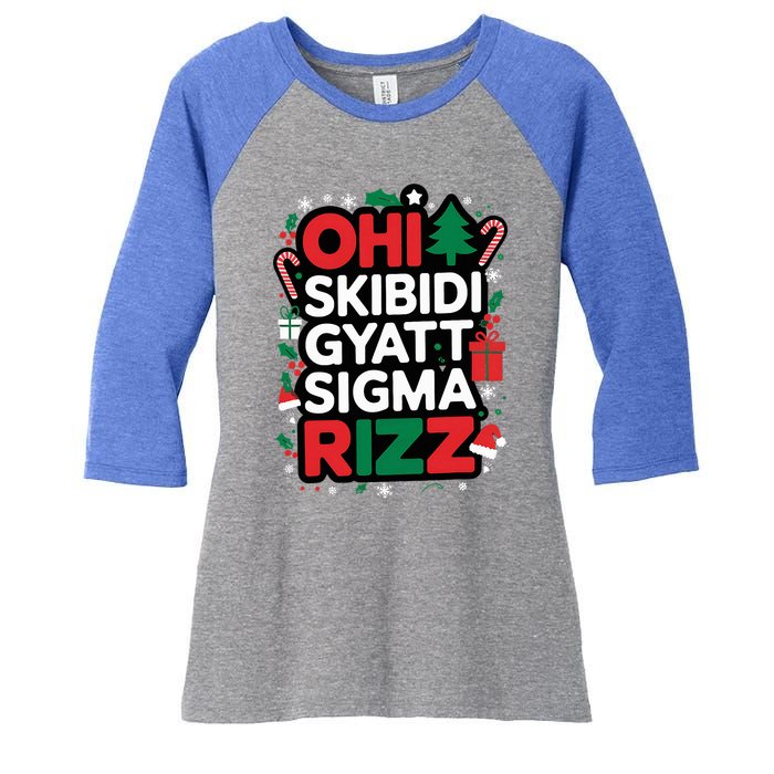 Ohio S.K.I.B.I.D.I Gyatt Sigma Rizz Gen Alpha Xmas Christmas Party Women's Tri-Blend 3/4-Sleeve Raglan Shirt