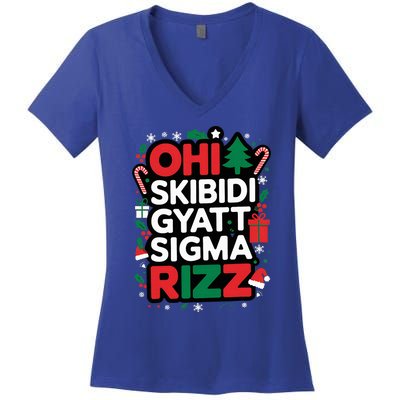 Ohio S.K.I.B.I.D.I Gyatt Sigma Rizz Gen Alpha Xmas Christmas Party Women's V-Neck T-Shirt