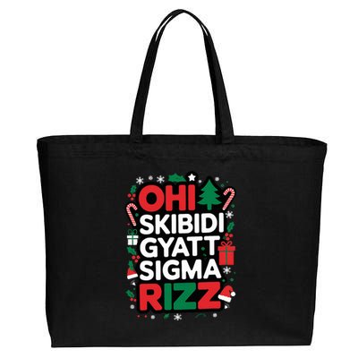 Ohio S.K.I.B.I.D.I Gyatt Sigma Rizz Gen Alpha Xmas Christmas Party Cotton Canvas Jumbo Tote