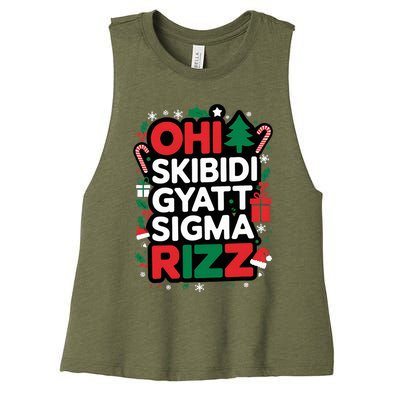 Ohio S.K.I.B.I.D.I Gyatt Sigma Rizz Gen Alpha Xmas Christmas Party Women's Racerback Cropped Tank