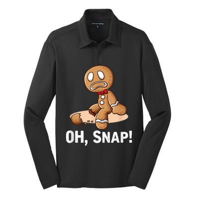 Oh Snap Gingerbread Cookie Man Broken Leg Silk Touch Performance Long Sleeve Polo