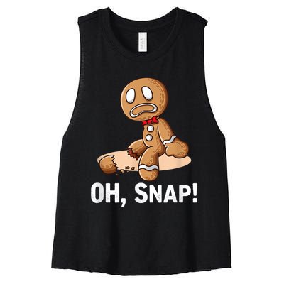 Oh Snap Gingerbread Cookie Man Broken Leg Women's Racerback Cropped Tank