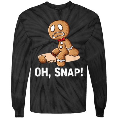 Oh Snap Gingerbread Cookie Man Broken Leg Tie-Dye Long Sleeve Shirt