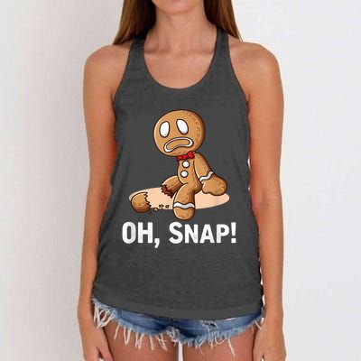 Oh Snap Gingerbread Cookie Man Broken Leg Women's Knotted Racerback Tank