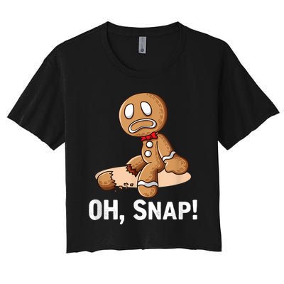 Oh Snap Gingerbread Cookie Man Broken Leg Women's Crop Top Tee