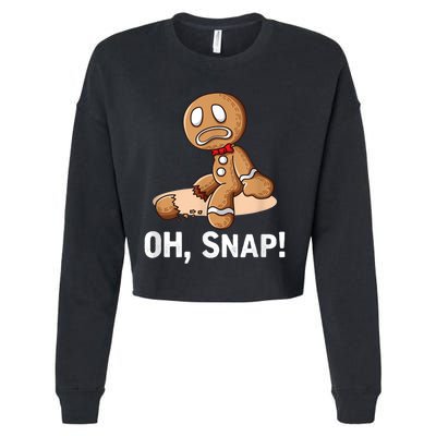 Oh Snap Gingerbread Cookie Man Broken Leg Cropped Pullover Crew