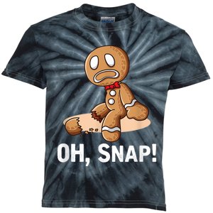 Oh Snap Gingerbread Cookie Man Broken Leg Kids Tie-Dye T-Shirt