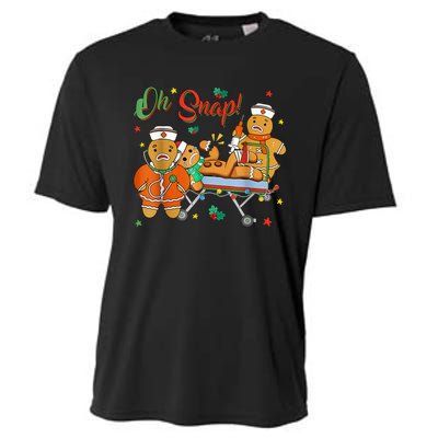 Oh Snap Gingerbread Nurse Funny Nursing Christmas Holiday Cooling Performance Crew T-Shirt