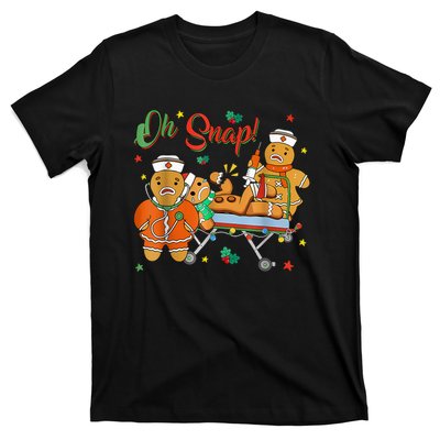 Oh Snap Gingerbread Nurse Funny Nursing Christmas Holiday T-Shirt