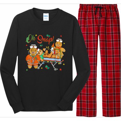 Oh Snap Gingerbread Nurse Funny Nursing Christmas Holiday Long Sleeve Pajama Set