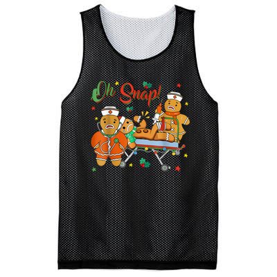 Oh Snap Gingerbread Nurse Funny Nursing Christmas Holiday Mesh Reversible Basketball Jersey Tank