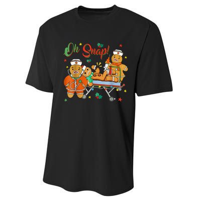 Oh Snap Gingerbread Nurse Funny Nursing Christmas Holiday Performance Sprint T-Shirt