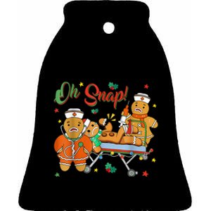 Oh Snap Gingerbread Nurse Funny Nursing Christmas Holiday Ceramic Bell Ornament