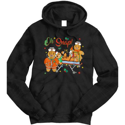 Oh Snap Gingerbread Nurse Funny Nursing Christmas Holiday Tie Dye Hoodie