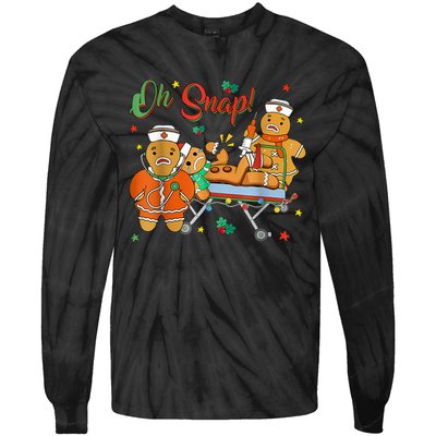 Oh Snap Gingerbread Nurse Funny Nursing Christmas Holiday Tie-Dye Long Sleeve Shirt