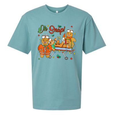 Oh Snap Gingerbread Nurse Funny Nursing Christmas Holiday Sueded Cloud Jersey T-Shirt