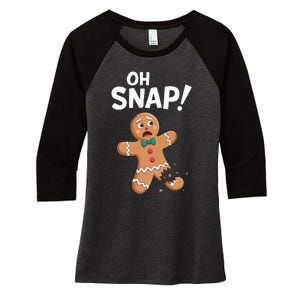 Oh Snap Gingerbread Man Adult Costume Women's Tri-Blend 3/4-Sleeve Raglan Shirt