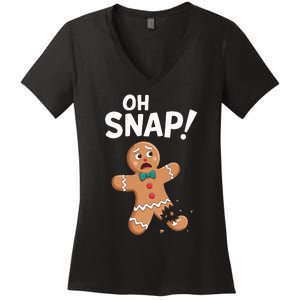 Oh Snap Gingerbread Man Adult Costume Women's V-Neck T-Shirt