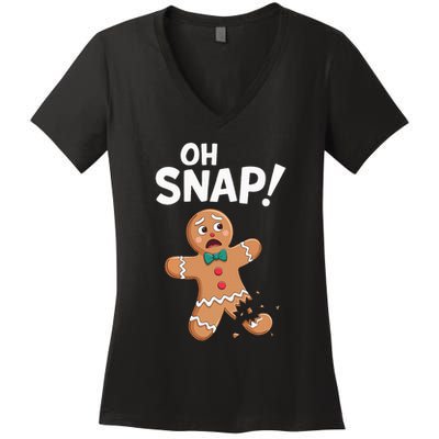 Oh Snap Gingerbread Man Adult Costume Women's V-Neck T-Shirt