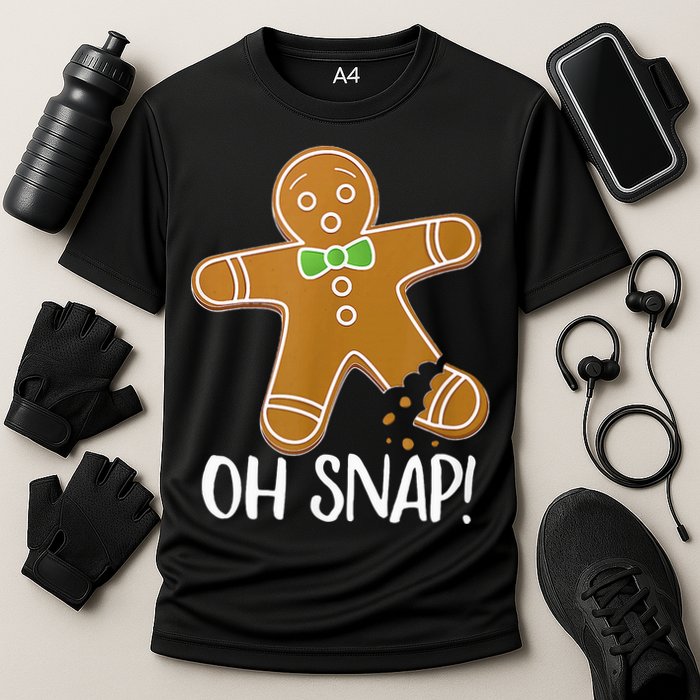 Oh Snap Gingerbread Man Cookie Broken Leg Cooling Performance Crew T-Shirt