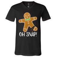 Oh Snap Gingerbread Man Cookie Broken Leg V-Neck T-Shirt