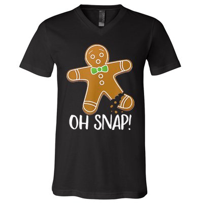 Oh Snap Gingerbread Man Cookie Broken Leg V-Neck T-Shirt