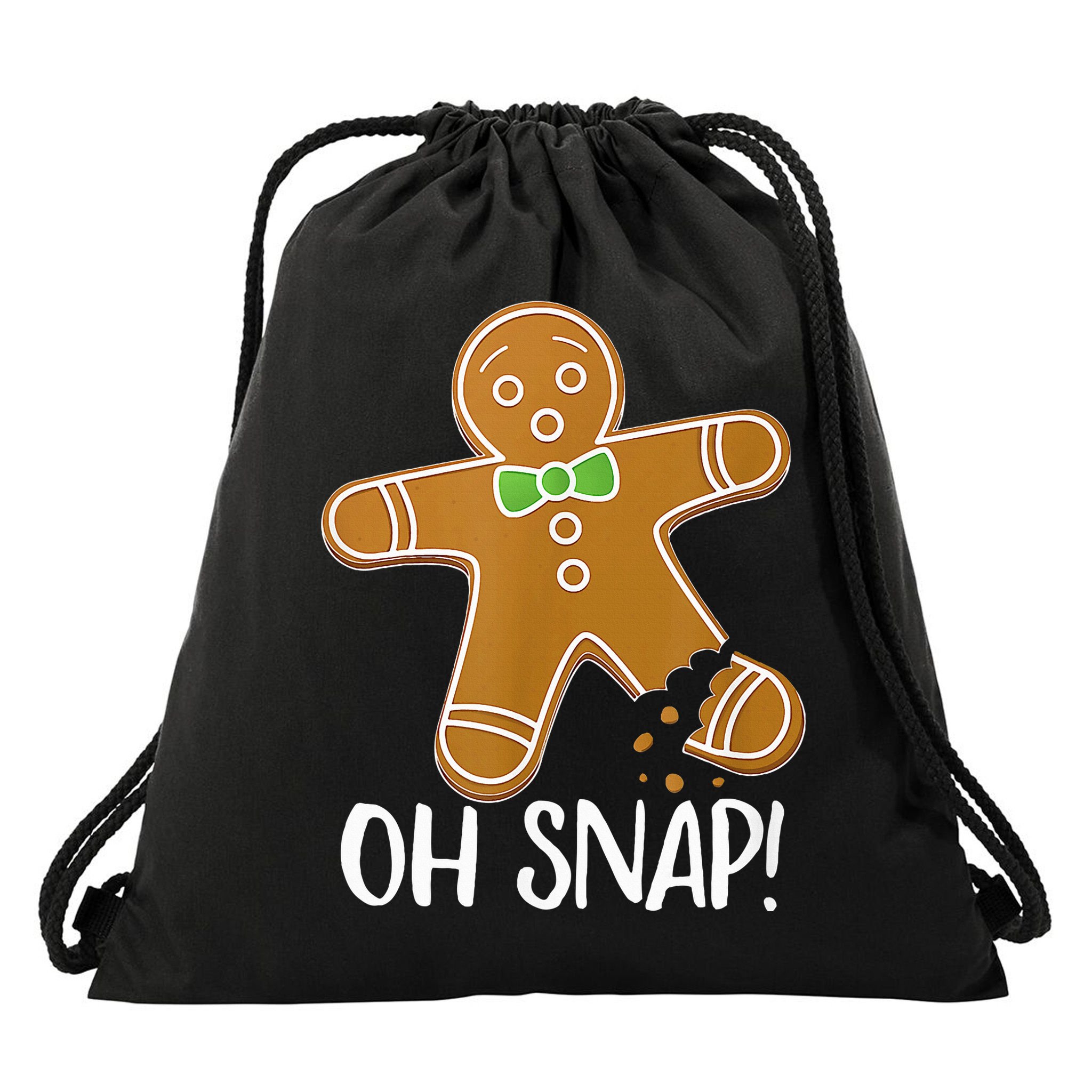 Oh Snap Gingerbread Man Cookie Broken Leg Drawstring Bag