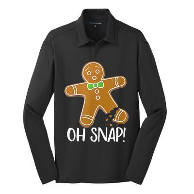 Oh Snap Gingerbread Man Cookie Broken Leg Silk Touch Performance Long Sleeve Polo