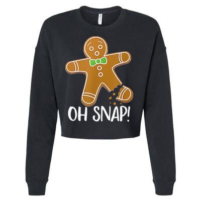Oh Snap Gingerbread Man Cookie Broken Leg Cropped Pullover Crew