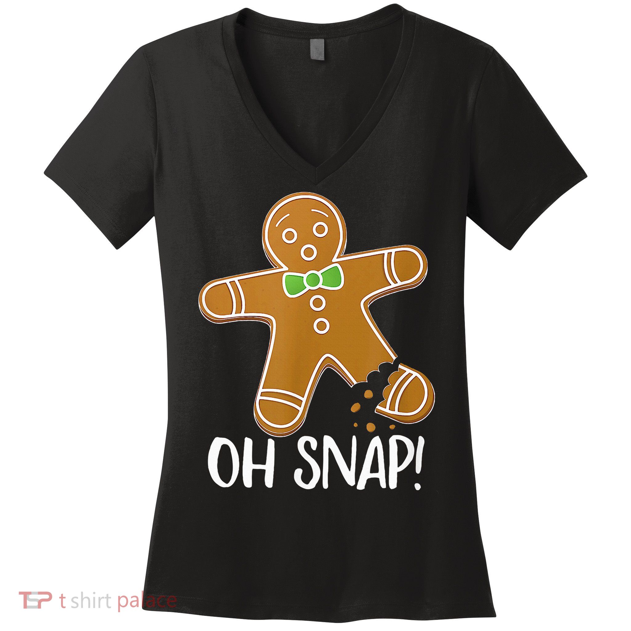 Oh Snap Gingerbread Man Cookie Broken Leg Women's V-Neck T-Shirt