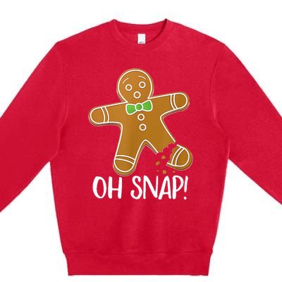 Oh Snap Gingerbread Man Cookie Broken Leg Premium Crewneck Sweatshirt