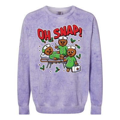 Oh Snap Gingerbread Nurse Funny Nursing Christmas Holiday Colorblast Crewneck Sweatshirt