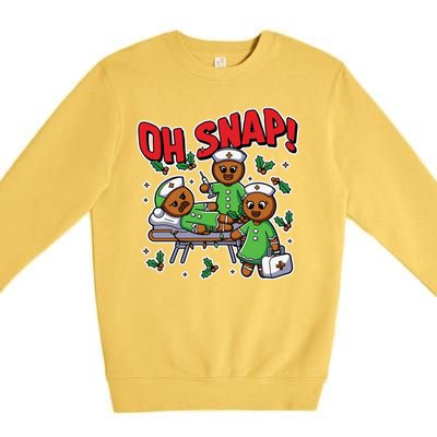 Oh Snap Gingerbread Nurse Funny Nursing Christmas Holiday Premium Crewneck Sweatshirt