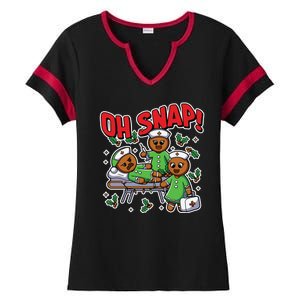 Oh Snap Gingerbread Nurse Funny Nursing Christmas Holiday Ladies Halftime Notch Neck Tee