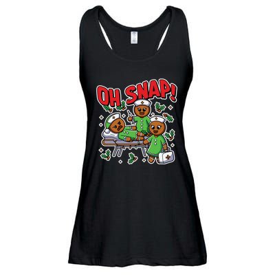 Oh Snap Gingerbread Nurse Funny Nursing Christmas Holiday Ladies Essential Flowy Tank