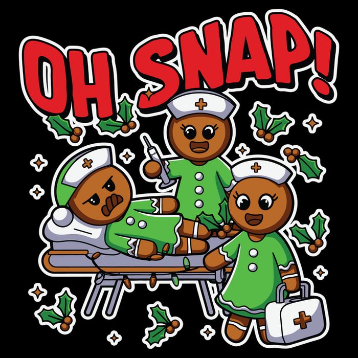 Oh Snap Gingerbread Nurse Funny Nursing Christmas Holiday Flatbill Hat