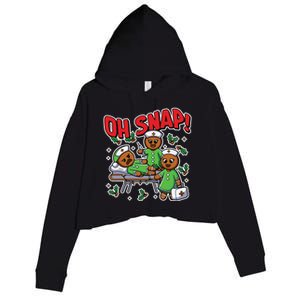 Oh Snap Gingerbread Nurse Funny Nursing Christmas Holiday Crop Fleece Hoodie