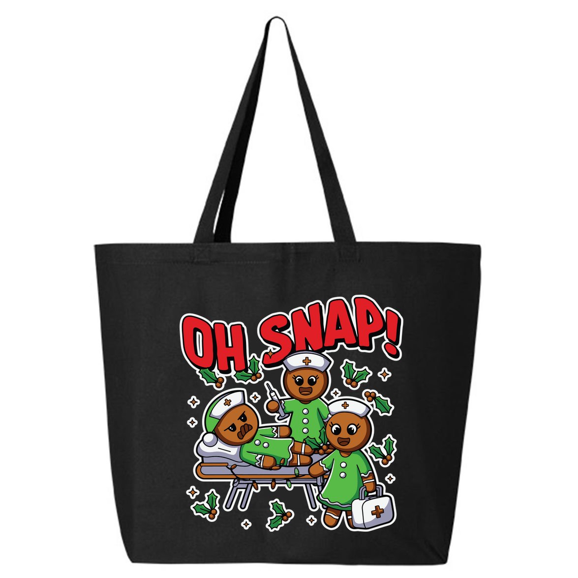 Oh Snap Gingerbread Nurse Funny Nursing Christmas Holiday 25L Jumbo Tote