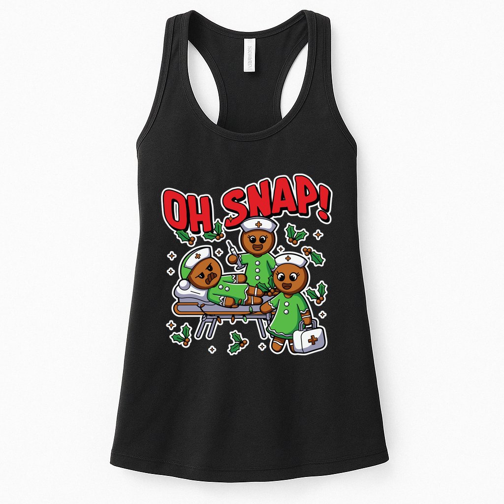 Oh Snap Gingerbread Nurse Funny Nursing Christmas Holiday Womens Tank Top