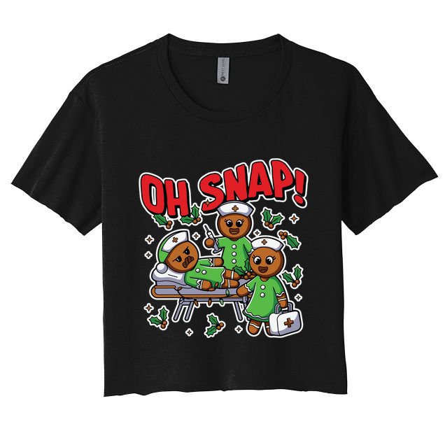 Oh Snap Gingerbread Nurse Funny Nursing Christmas Holiday Crop Top