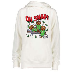 Oh Snap Gingerbread Nurse Funny Nursing Christmas Holiday Womens Funnel Neck Pullover Hood