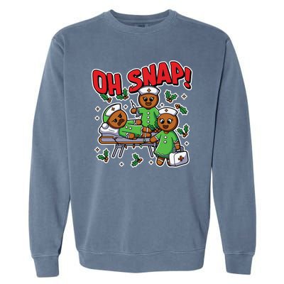 Oh Snap Gingerbread Nurse Funny Nursing Christmas Holiday Garment-Dyed Sweatshirt