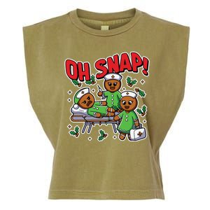 Oh Snap Gingerbread Nurse Funny Nursing Christmas Holiday Garment-Dyed Women's Muscle Tee