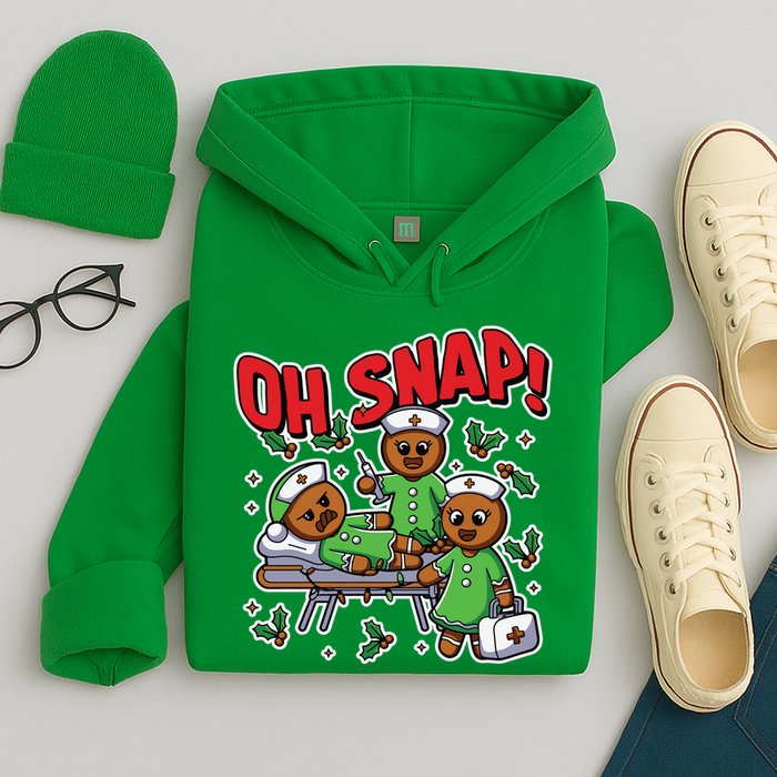 Oh Snap Gingerbread Nurse Funny Nursing Christmas Holiday Hoodie