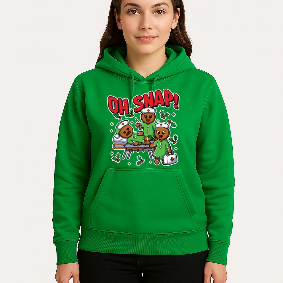 Oh Snap Gingerbread Nurse Funny Nursing Christmas Holiday Hoodie