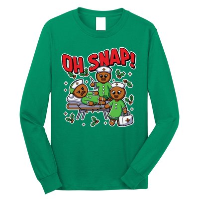 Oh Snap Gingerbread Nurse Funny Nursing Christmas Holiday Long Sleeve Shirt