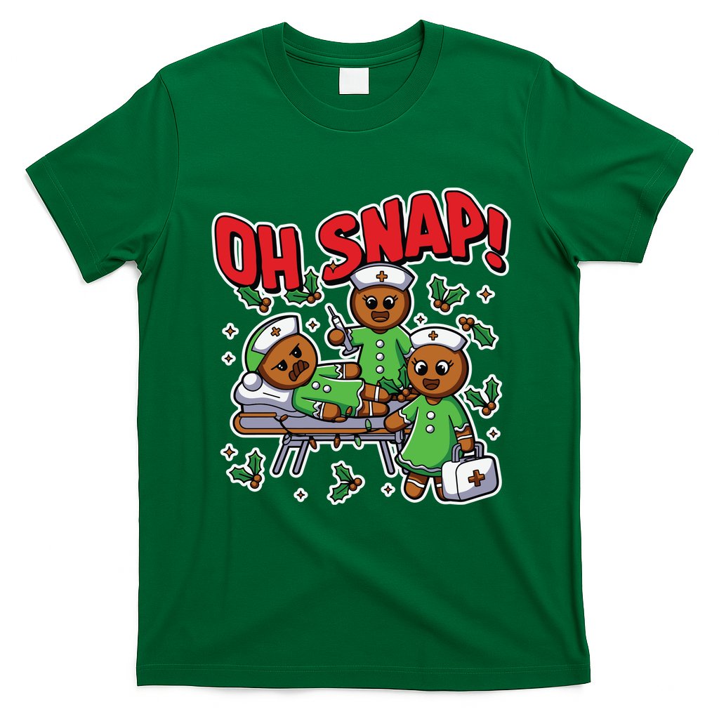 Oh Snap Gingerbread Nurse Funny Nursing Christmas Holiday T-Shirt