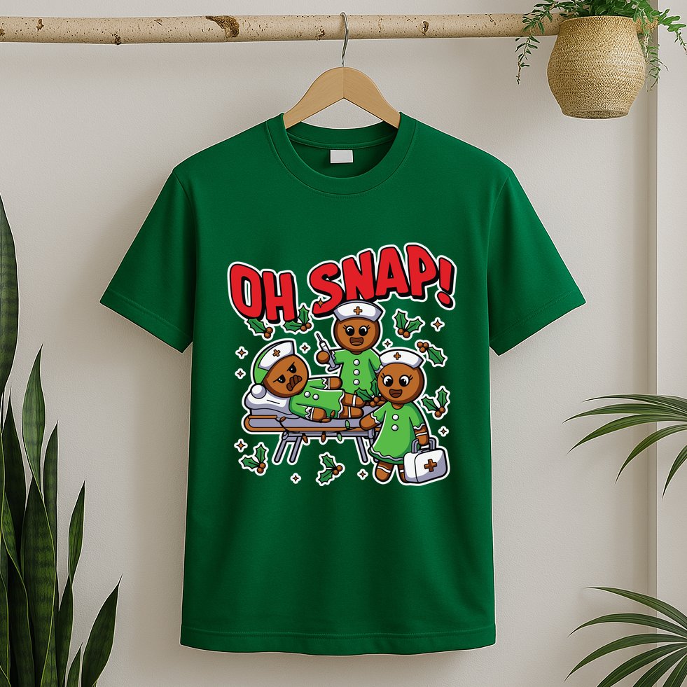 Oh Snap Gingerbread Nurse Funny Nursing Christmas Holiday T-Shirt